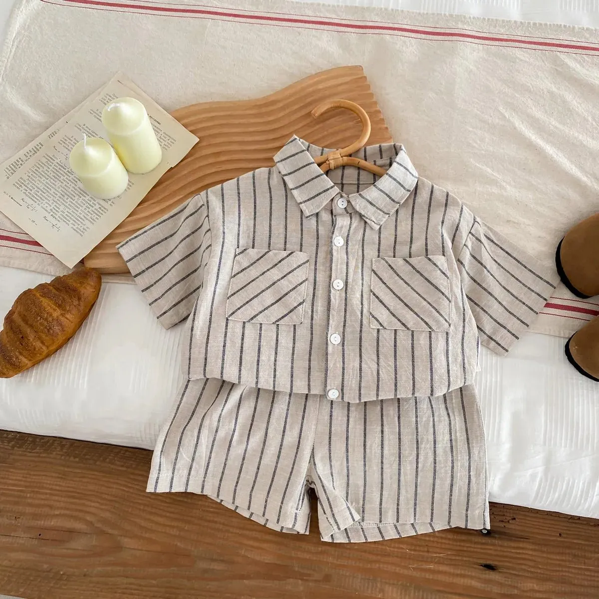 Striped Shirt & Shorts Set