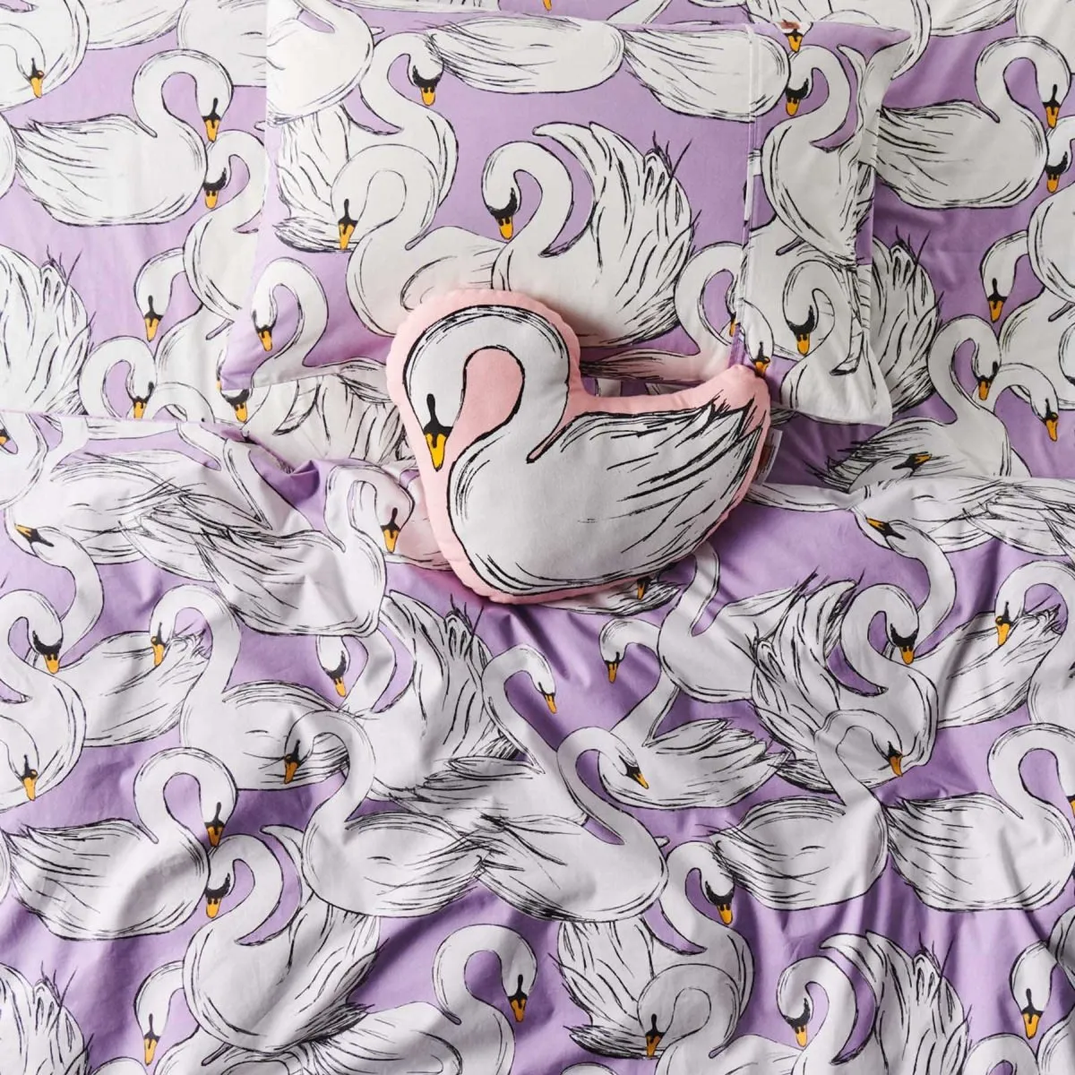 Swan Lake Organic Cotton Fitted Sheet