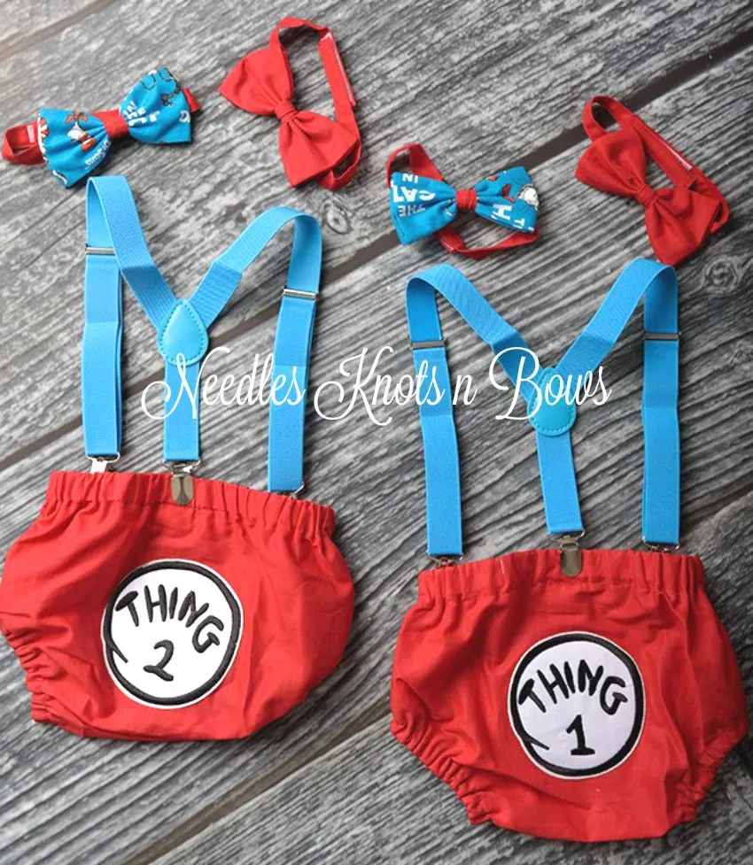 Twin Boys Thing 1 & Thing 2 Cake Smash Outfit