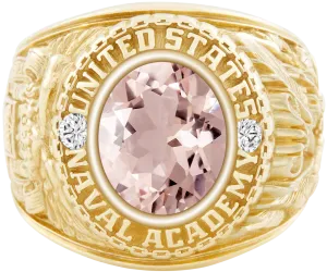 USNA Class Ring Mod™ with Morganite Centerpiece and Diamond Dividers