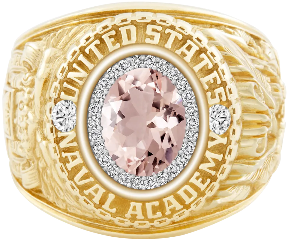 USNA Class Ring Mod™ with Morganite Centerpiece and Diamond Dividers