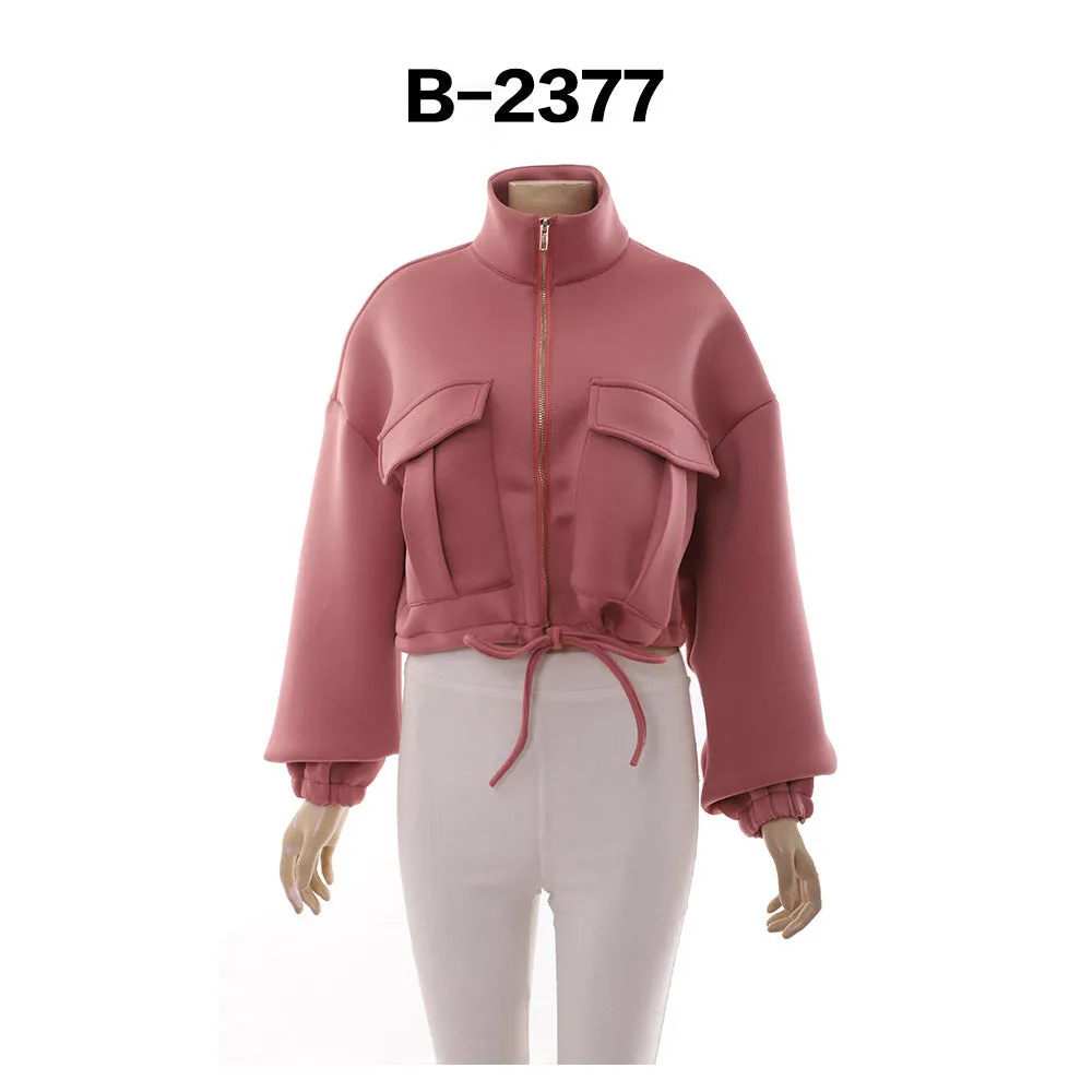 Women's Space Layer Jacket Multi-Pocket Drawstring Turtleneck